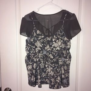 Grey vintage flower blouse